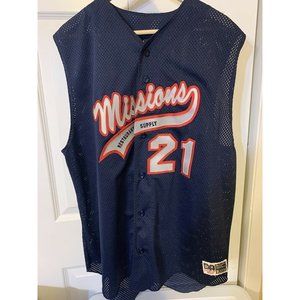 Missions No 21 Men’s Sz XL San Antonio TX Baseball Jersey Alleson Athletics Blue